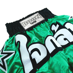 Boon Muay Thai Shorts - Green Stars - Muay Thailand