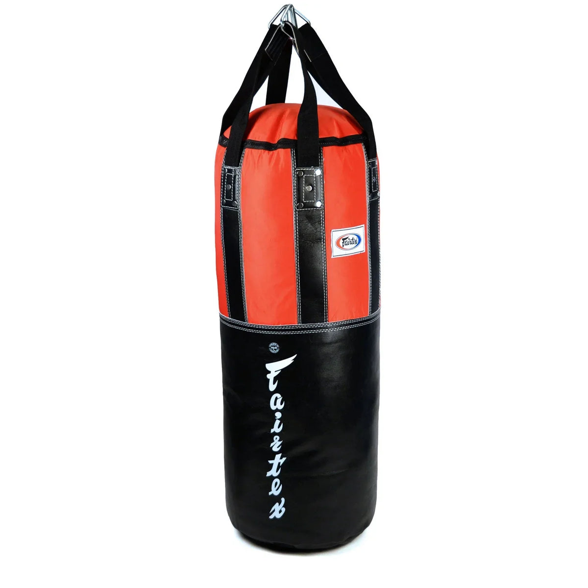 Fairtex HB3 Extra Large Leather Heavy Bag - Black-Red (FILLED) - Muay Thailand
