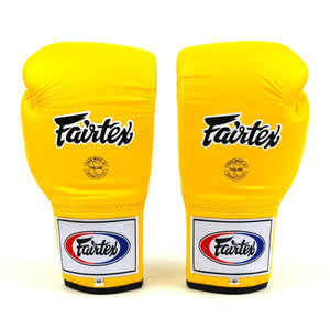 Fairtex Lace-Up Competition Boxing Gloves - Yellow (BGL6) - Muay Thailand