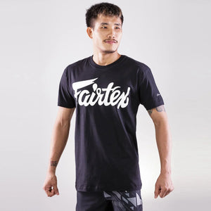 Fairtex Script Logo Cotton T-Shirt - Black (TS7) - Muay Thailand