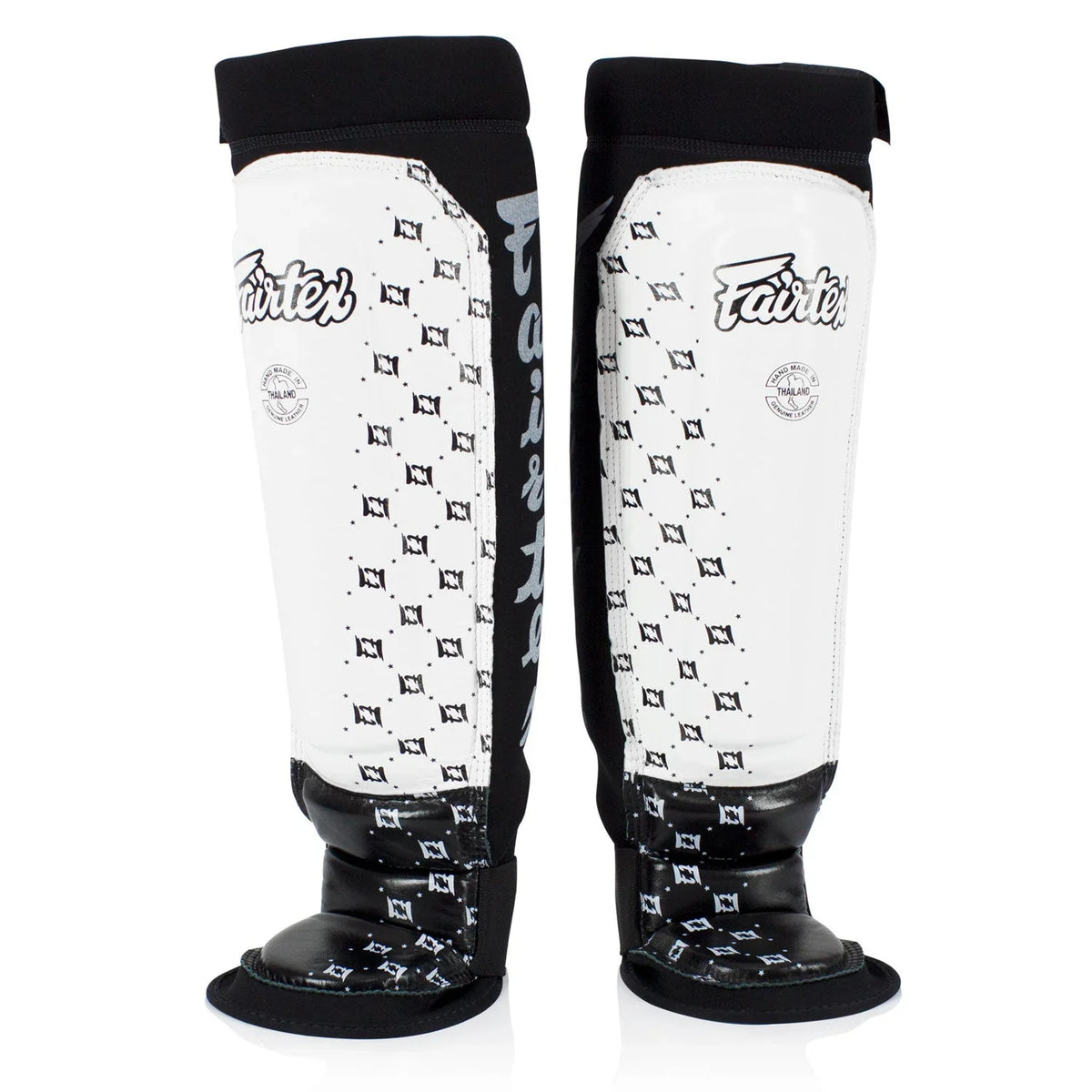 Fairtex SP6 Neoprene MMA Shin Pads - White-Black - Muay Thailand