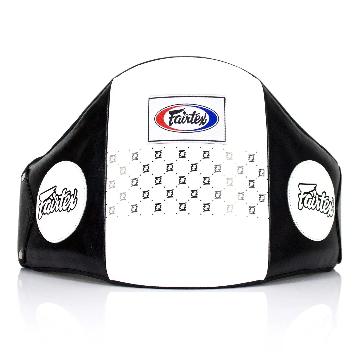 Fairtex Standard Leather Belly Pad - Black & White (BPV1) - Muay Thailand