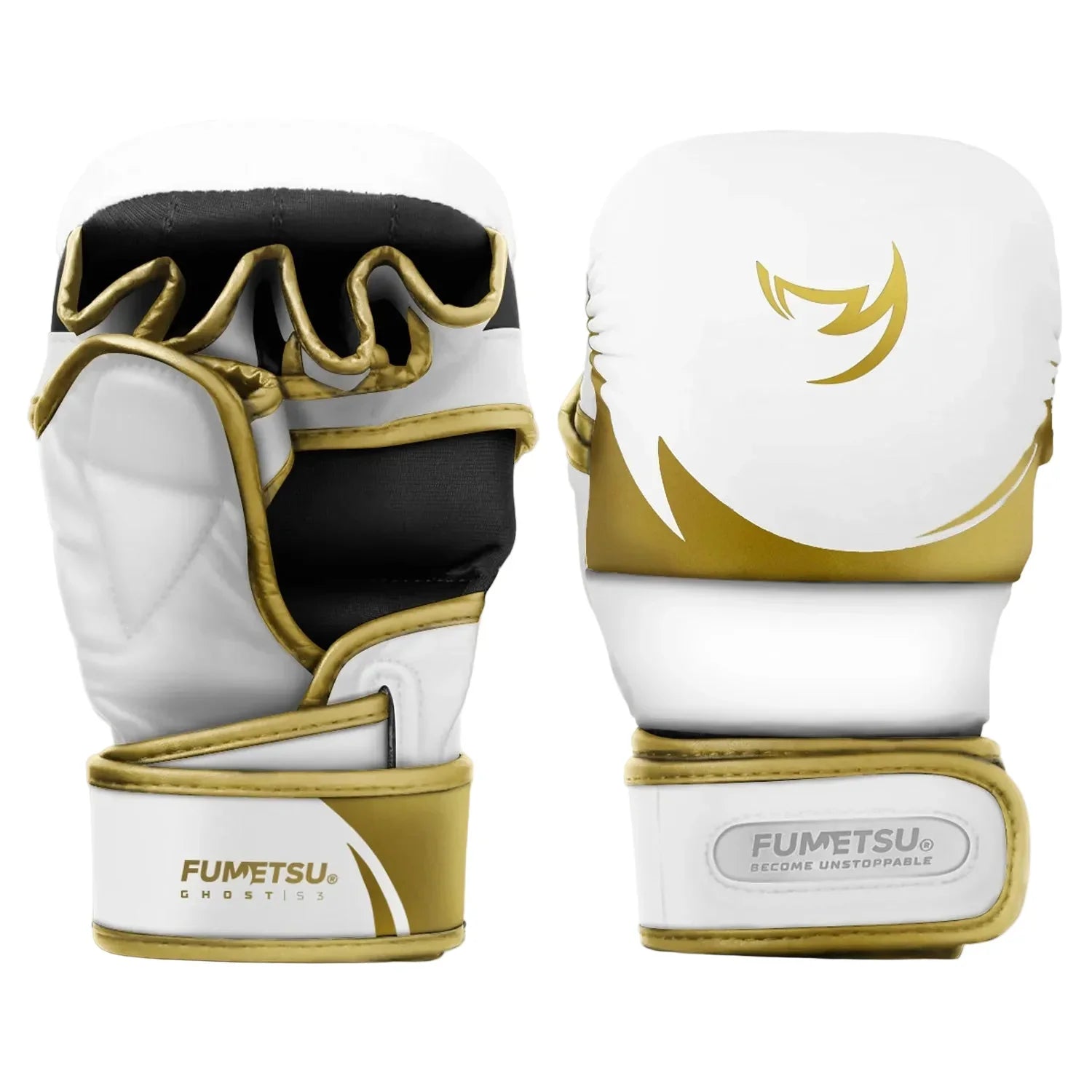 Fumetsu MMA Sparring Gloves - S3 Ghost White & Gold - Muay Thailand