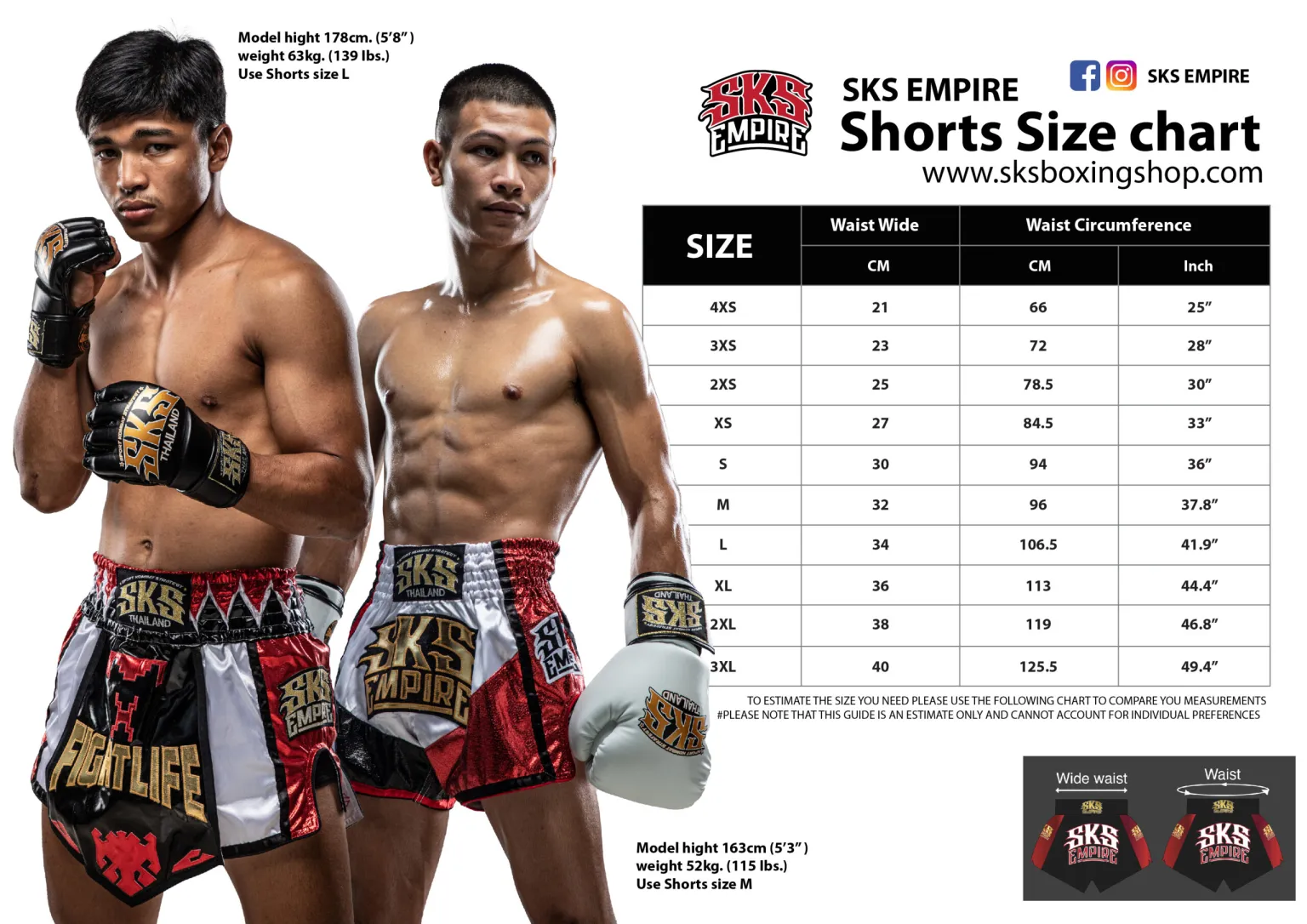 Muay Thai Shorts Size Guide Muay Thailand