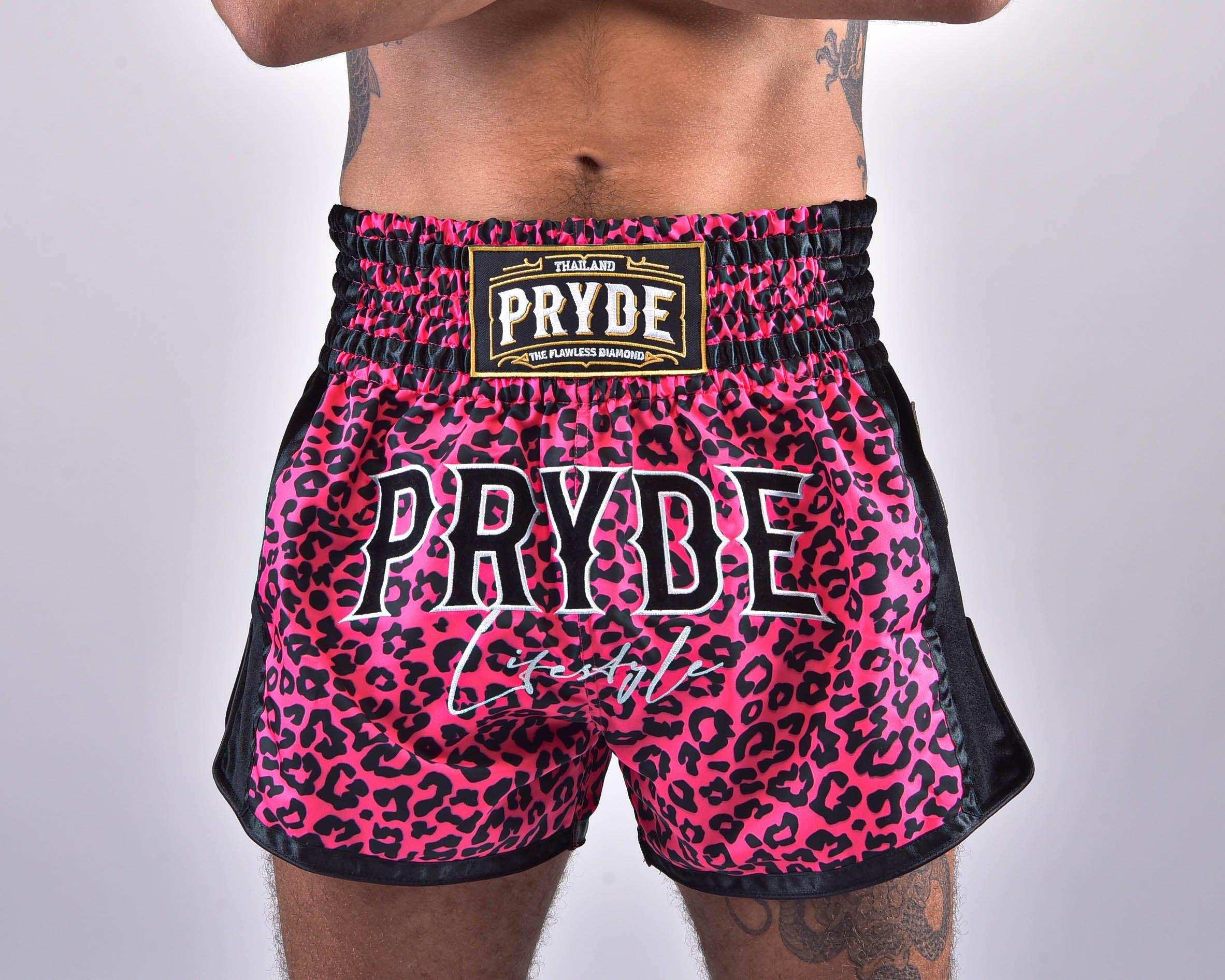 PRYDE Muay Thai Shorts Pink Leopard S 28