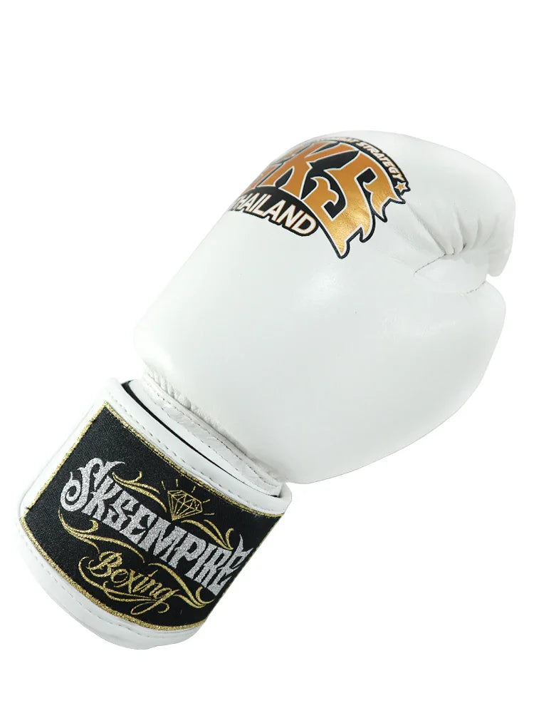 SKS Empire Leather Muay Thai Gloves - White - Muay Thailand