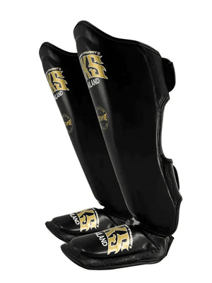 SKS Empire Microfiber Shin Pads - Black - Muay Thailand