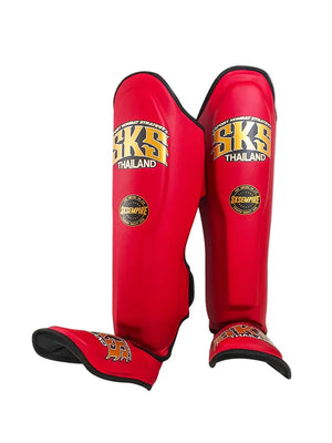 SKS Empire Microfiber Shin Pads - Red - Muay Thailand