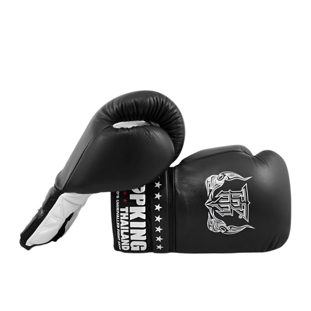Top King Lace Up Muay Thai Gloves Super Competition (TKBGSC) oz Black