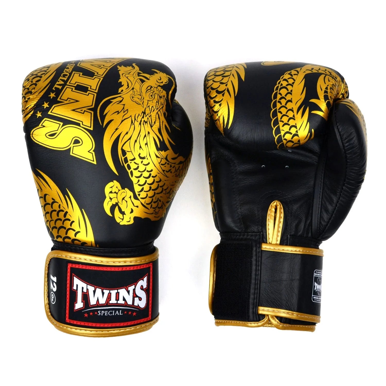 Twins Special Boxing Gloves - Dragon, Black & Gold (FBGVL4-49) - Muay Thailand