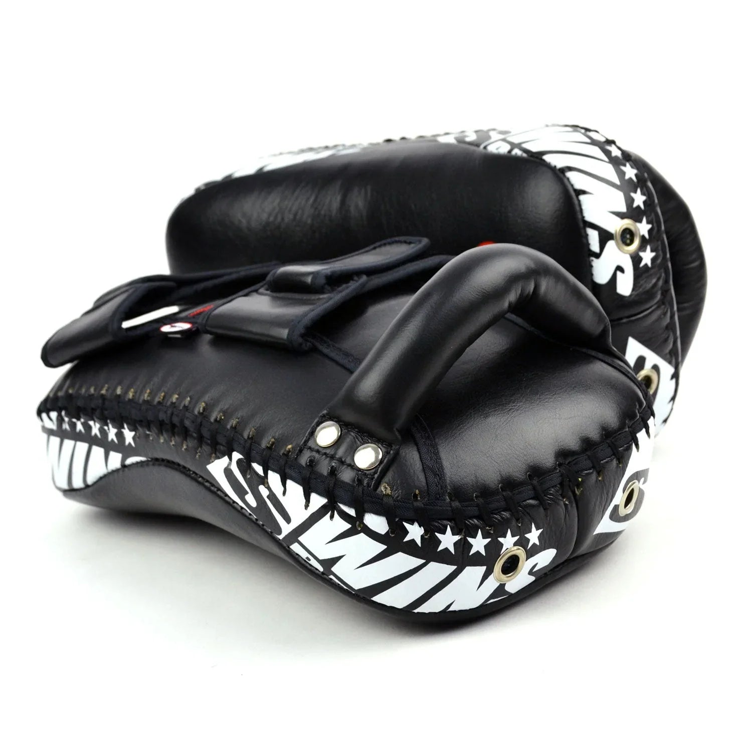 Twins Special Curved Leather Thai Kick Pads - Black (KPL10) - Muay Thailand