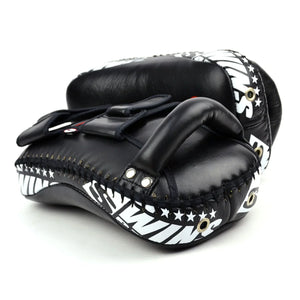 Twins Special Curved Leather Thai Kick Pads - Black (KPL10) - Muay Thailand