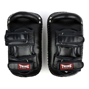 Twins Special Deluxe Curved Leather Kick Pads - Black (KPL12) - Muay Thailand