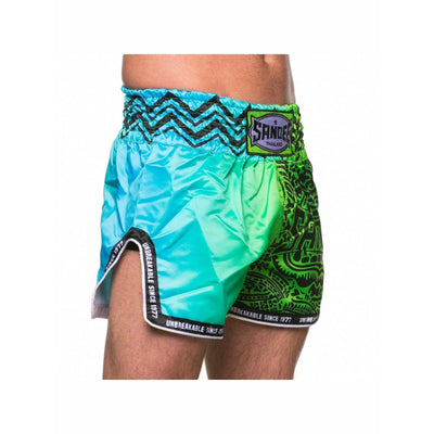 Sandee Muay Thai Shorts - Warrior Green & Blue - Muay Thailand